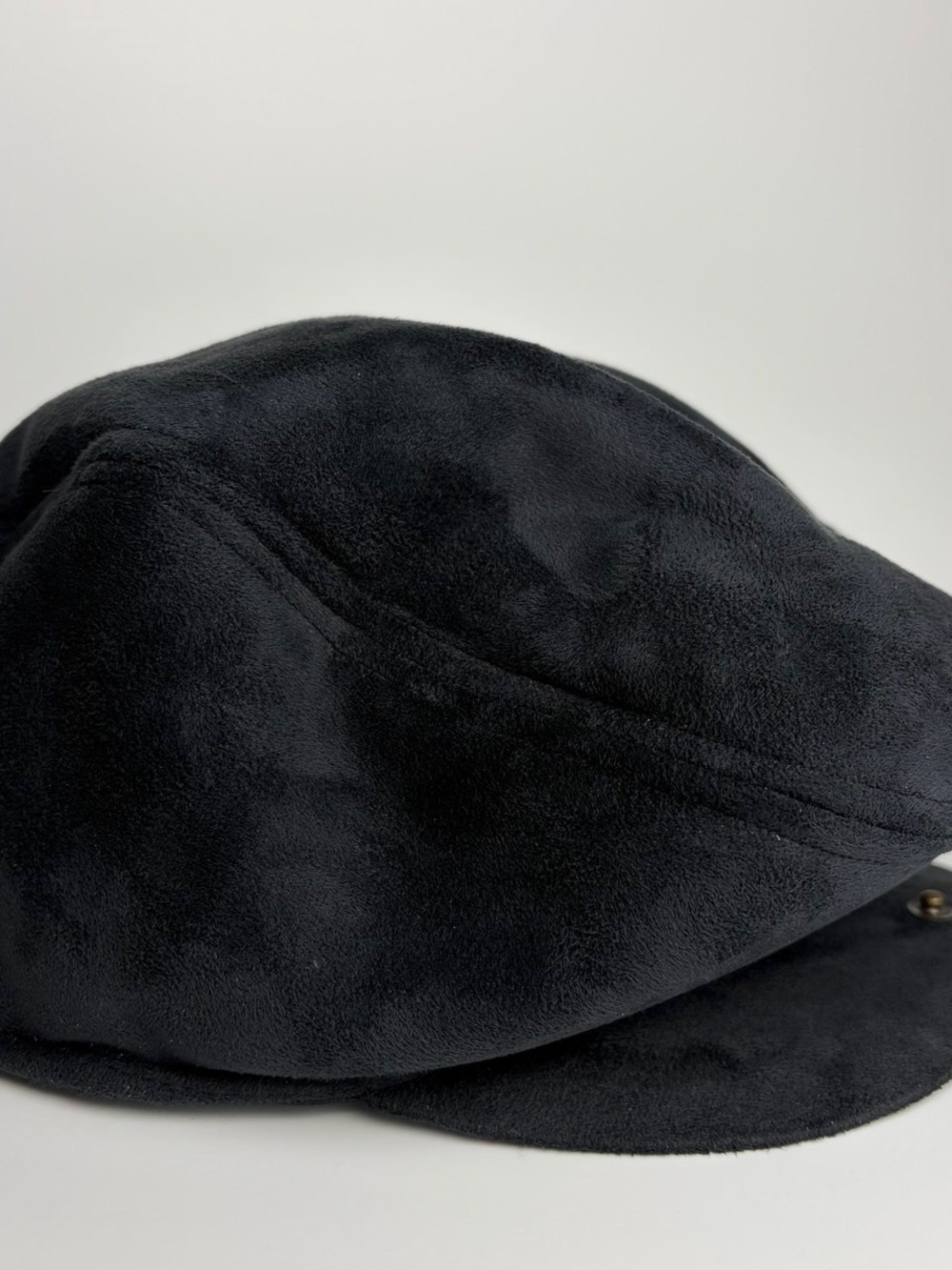 Colours By Alexander Julian Faux Suede Newsboy Cap Hat Black Warm Faux Fur M/L